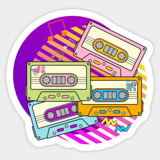 80s Colorful Cassette Tapes Sticker